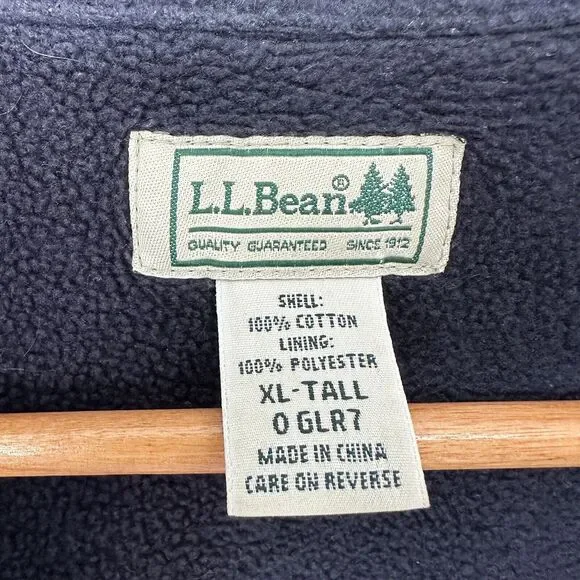 LL Bean Flannel Fleece Lined XL Tall Button Up Long Sleeve Blue Green Plaid - Picture 9 of 11